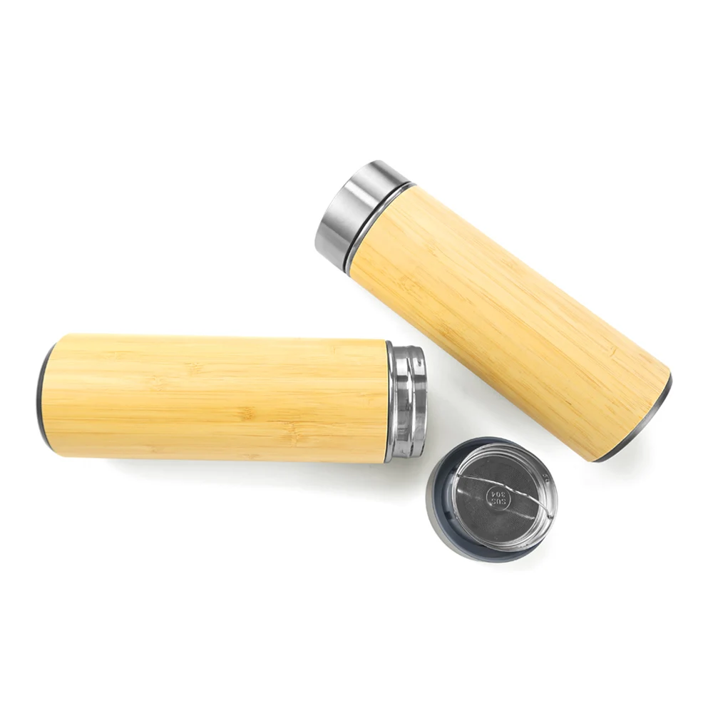 Wholesale Eco-Friendly 450ml/520ml Stainless Steel Insulated Natural Bamboo Wooden Travel Tumbler