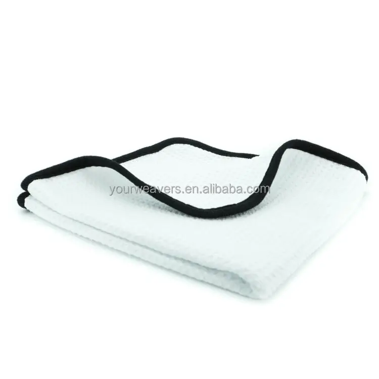 Wholesale microfiber towel car glass waffle weave 400gsm 40x40cm car wash towel edge for windows/glass