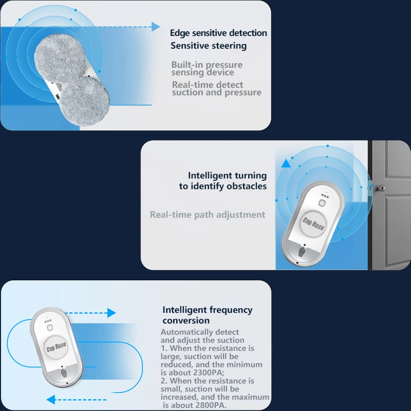 X5S-DS Strong Suction Anti-Falling Window Cleaning Robot with Auto Dual Water Tank Sprayer for Cleaning Glass Home Office