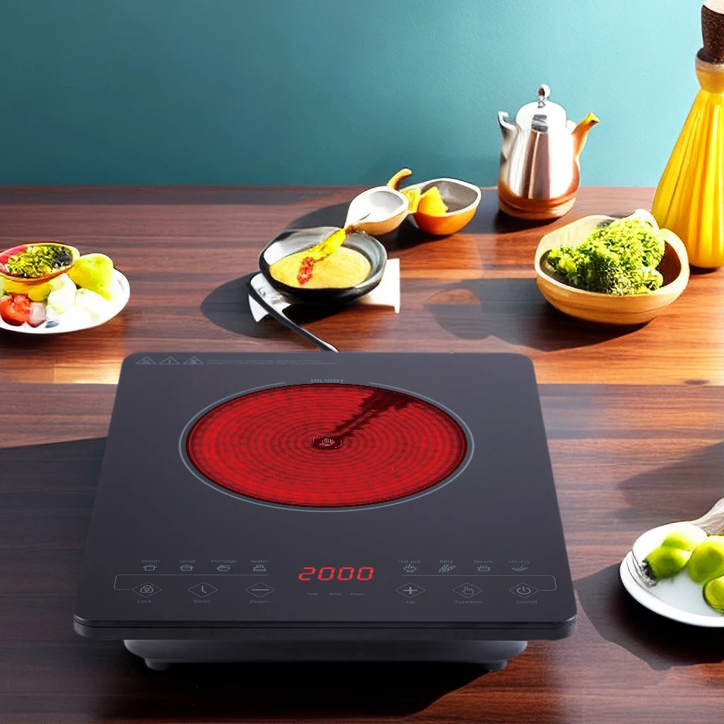 Mini Kitchen Easy Carry Infrared Plate 2000W 2200W Tabletop Single Zone Ceramic Cooker