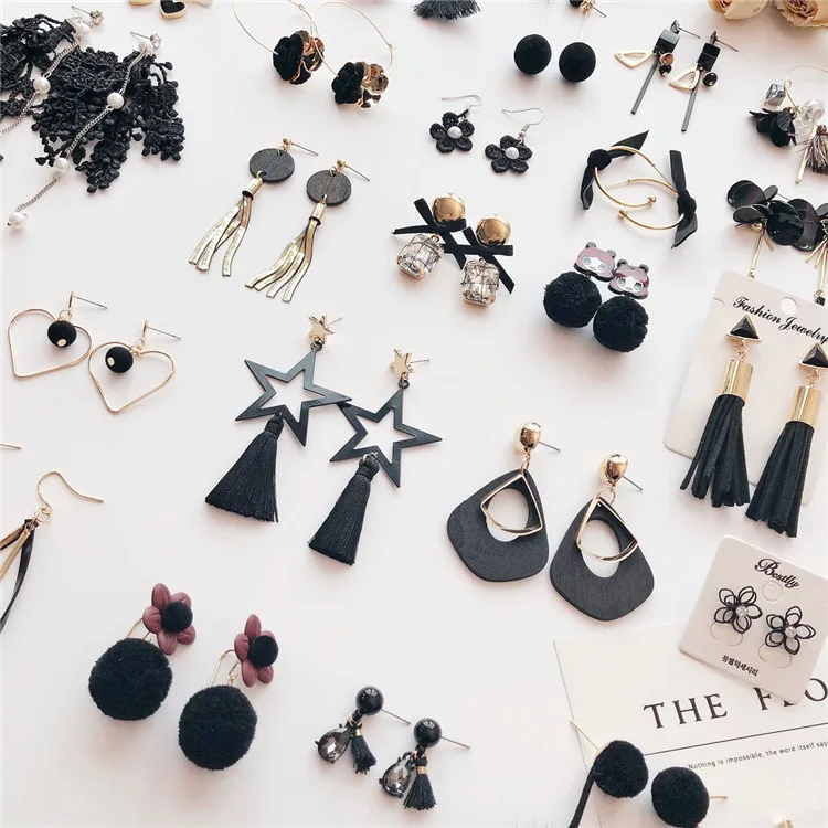  Серьги-подвески CLARMER женские висячие ювелирные украшения с геометрическим дизайном в виде пентаграммы черного цветка различных типов