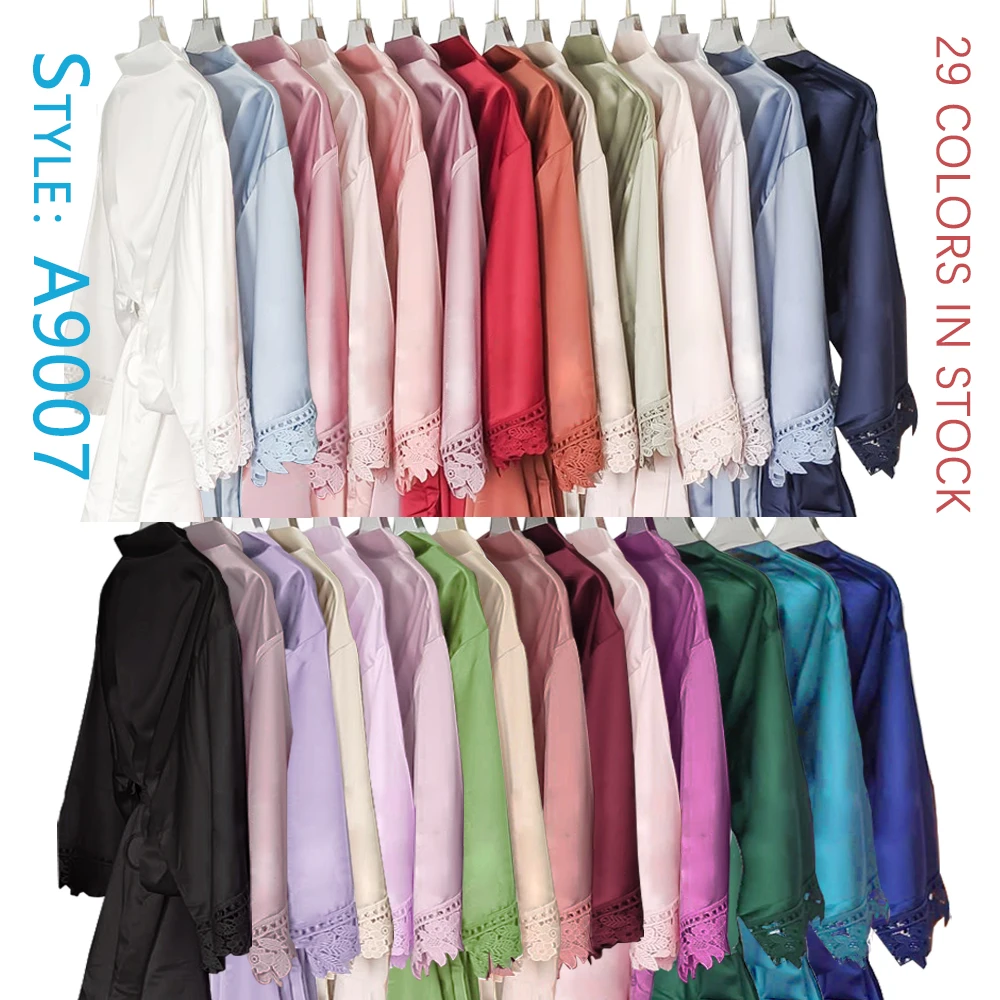 
In stock fast shipping Lace sleeve Silk Robe 