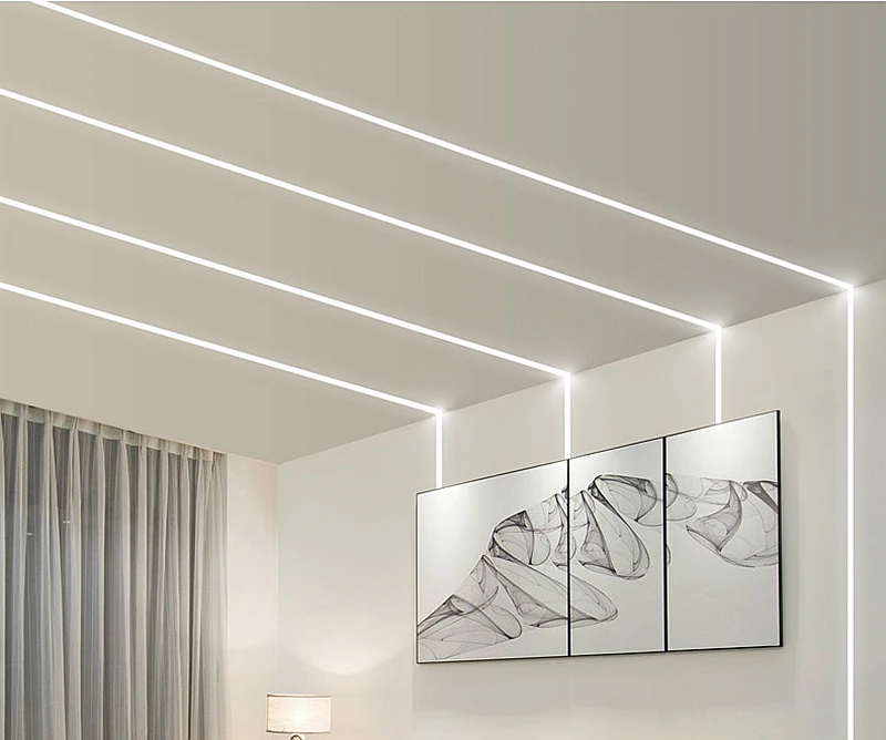 Embedded LED Linear Bar Lamp Recessed Aluminum Profile SMD Black/White PC Cover Foyer Kitchen Indoor Strip Lighting