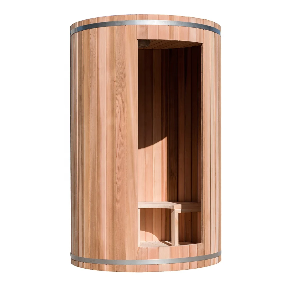 Alphasauna Cylindrical Outdoor Steam Room Cedar Barrel Sauna Dome Room Outdoor Sauna Cube