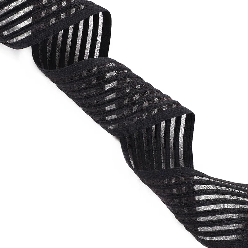Factory Price OEM Design Woven Knitted Elastic Webbing Elasticity Striped Fish Silk Garment Elastic Band