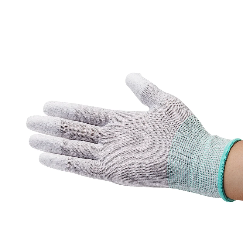 Polyester Knitted Anti Static Pu Palm Coated Gardening Protection Esd Top Fit Safety Work Glove Esd Cleanroom Gloves