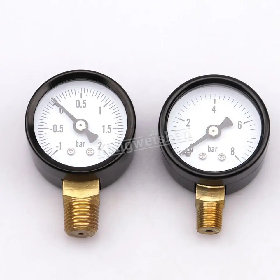 High quality stainless steel water gas pressure gauge with oil black iron bottom cover dry total pressure gauge