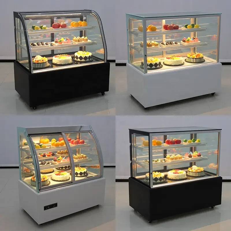 Bakery commercial bread refrigerated display cabinet sliding glass door cake showcase