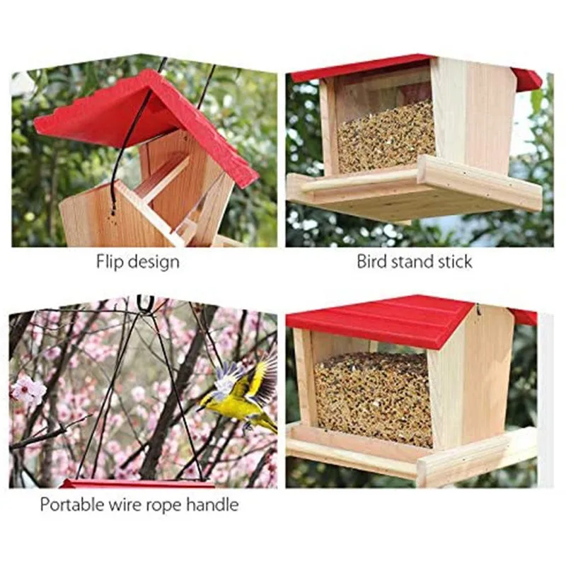 Creative wooden birdhouse bark bird cage nest outdoor tree hanging hummingbird feeder breeding living house bed aviary