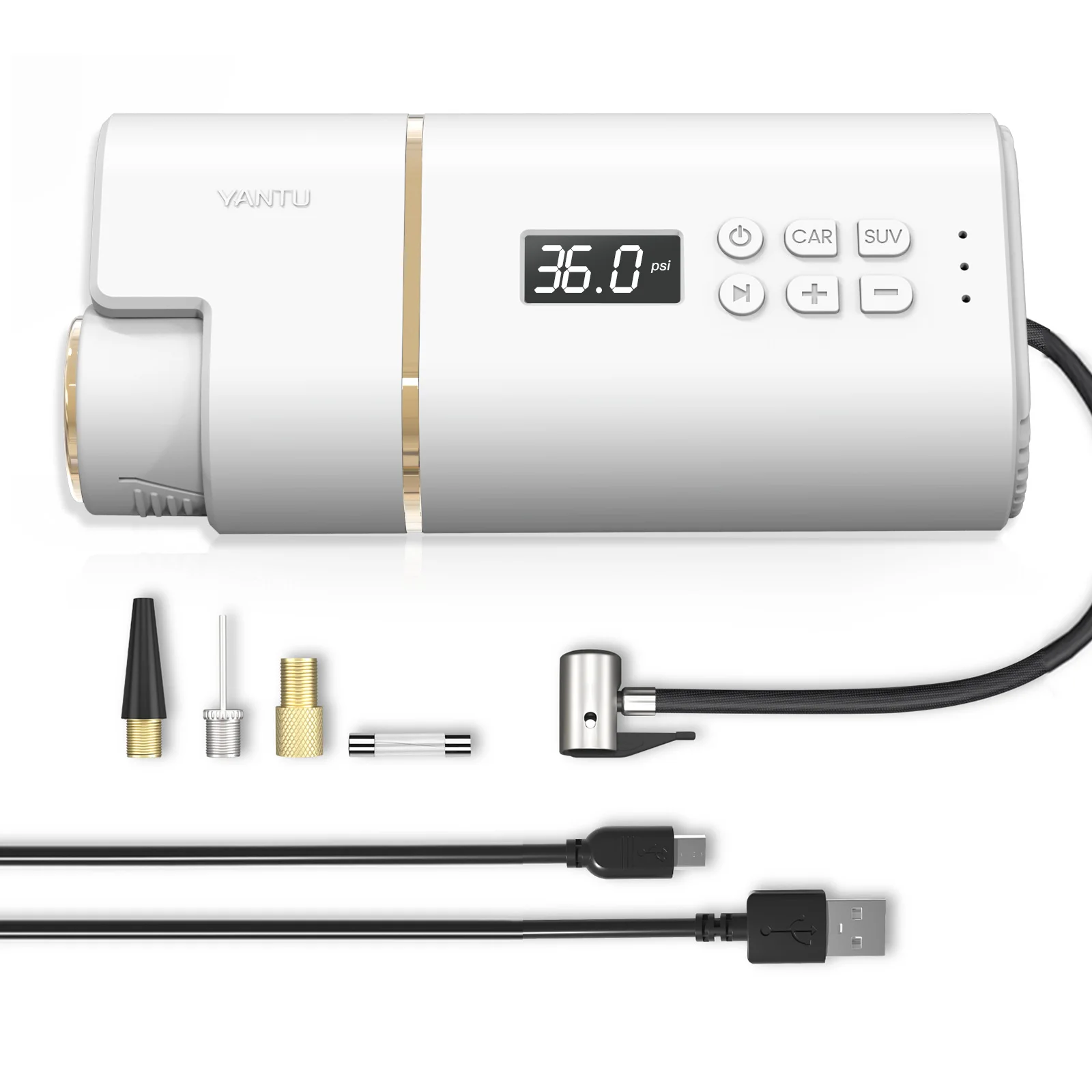 Yantu A31 Air Pump for Car 12V 25LPM Wireless Car Inflator Portable Air Compressor with Type-C USB Charger and LED Light