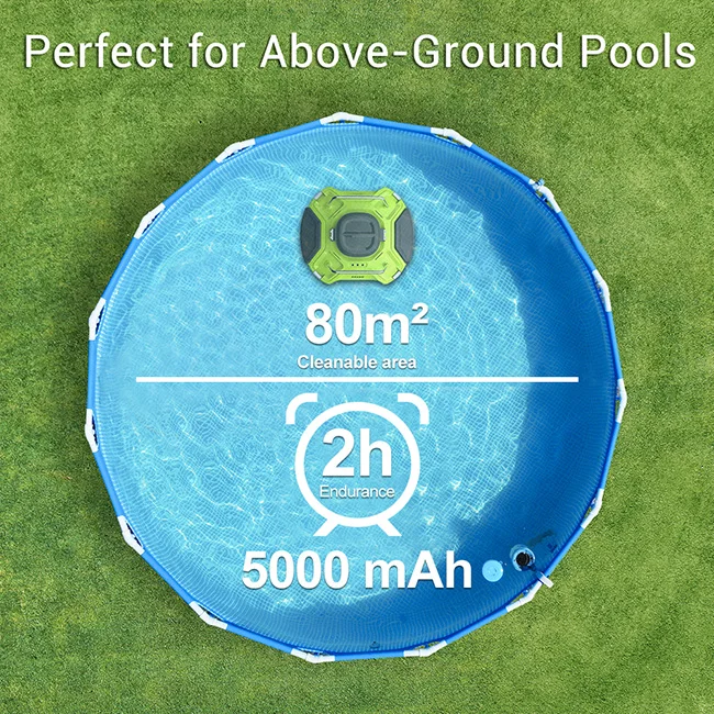Intelligent Above ground Pool Cleaner Robot 80m2 Pool Leaf Vacuum