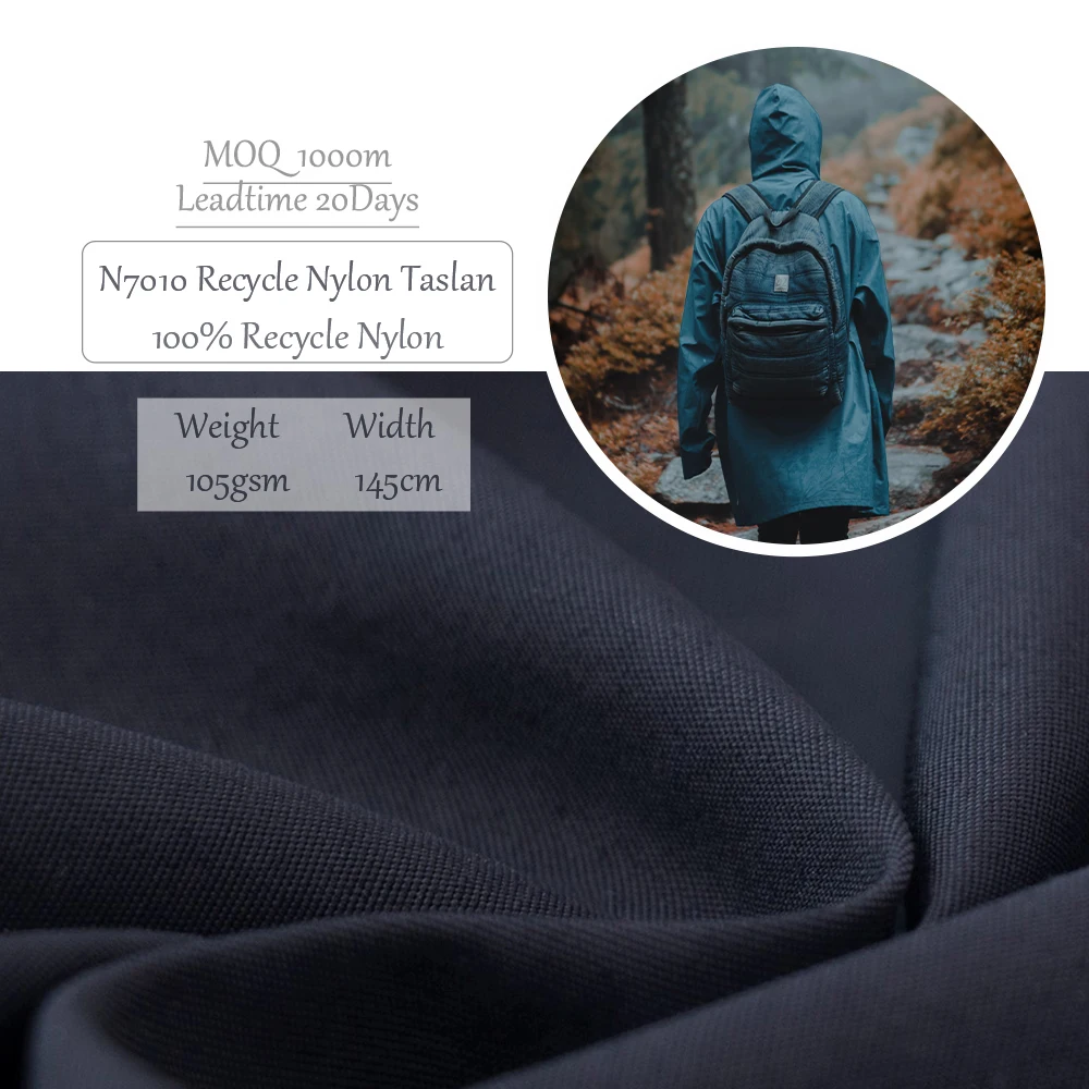 Recycle Nylon Taslan 100% Nylon Waterproof With Pu Coating For Garment Coat