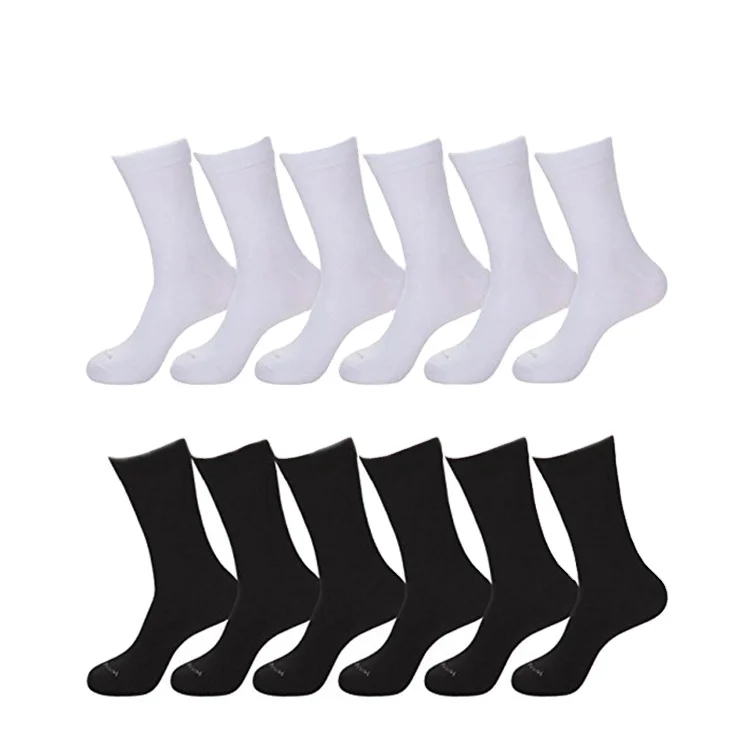 White Black Cotton Men Socks Sport Athletic Crew Custom Logo Cycling Terry Business Socks