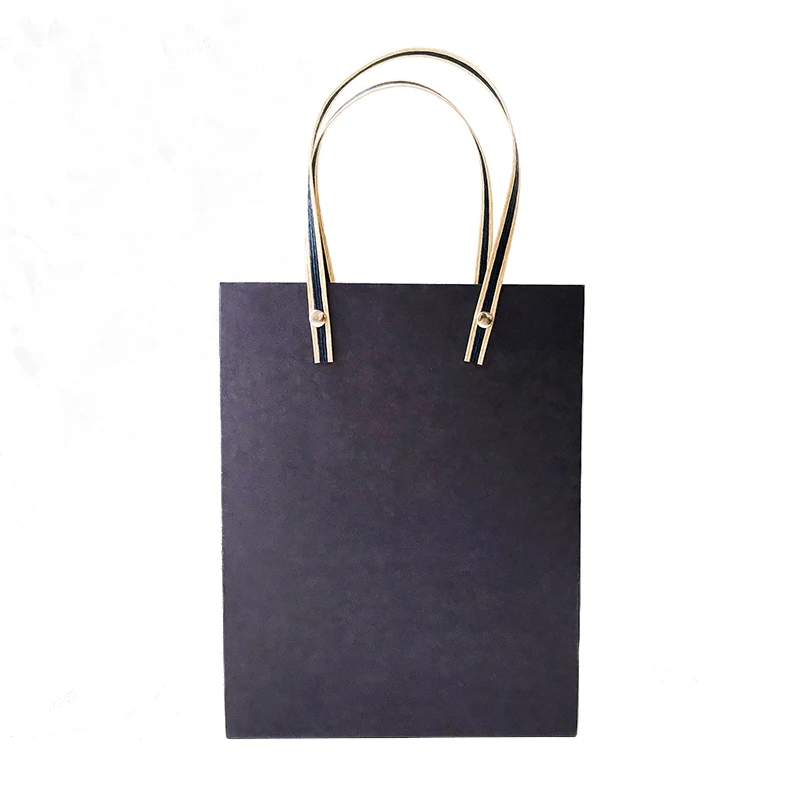 Wholesale high quality printed paper bag shopping bag with rivet and flat handle