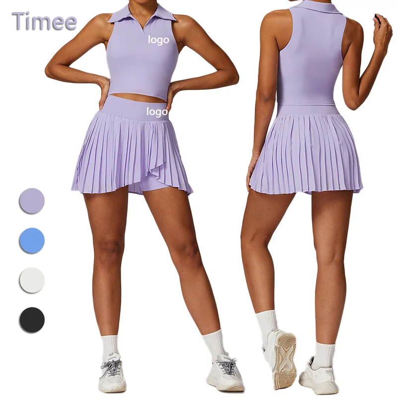 Nude feeling Summer outdoor set running sports fitness suit Breathable yoga tennis wear