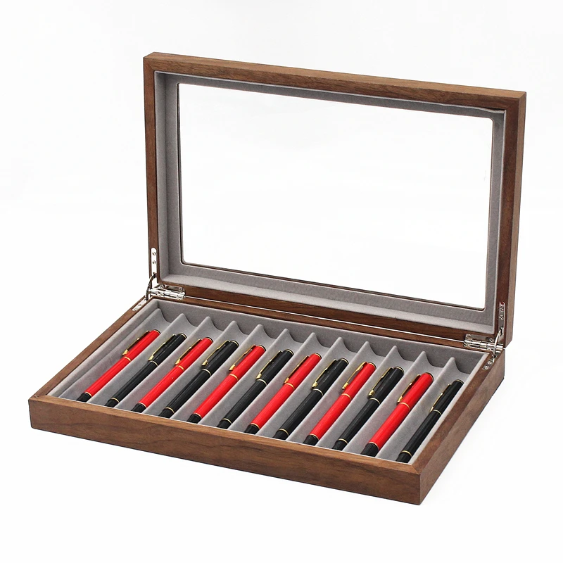 Роскошные деревянные ящики для ручек из орехового дерева, 12 ячеек, Деревянный чехол для перьевой ручки, в наличии