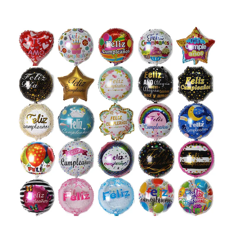 18 дюймов испанский алюминиевый шар с днем рождения воздушный на День святого Валентина декоративный из алюминиевой фольги