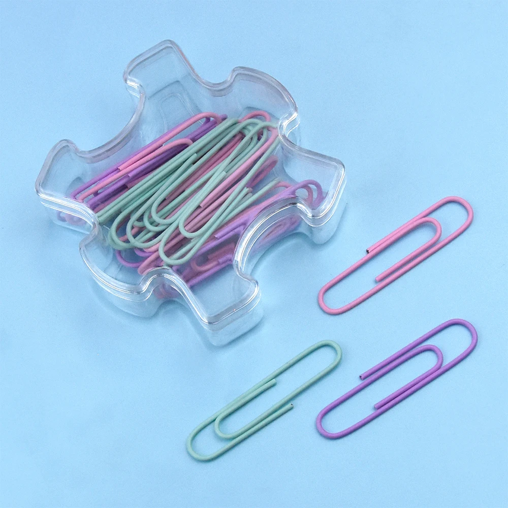 HUIRONG High Quality School Office Stationery Set,20pcs 50mm 3 Colors Assorted Metal Paper Clips
