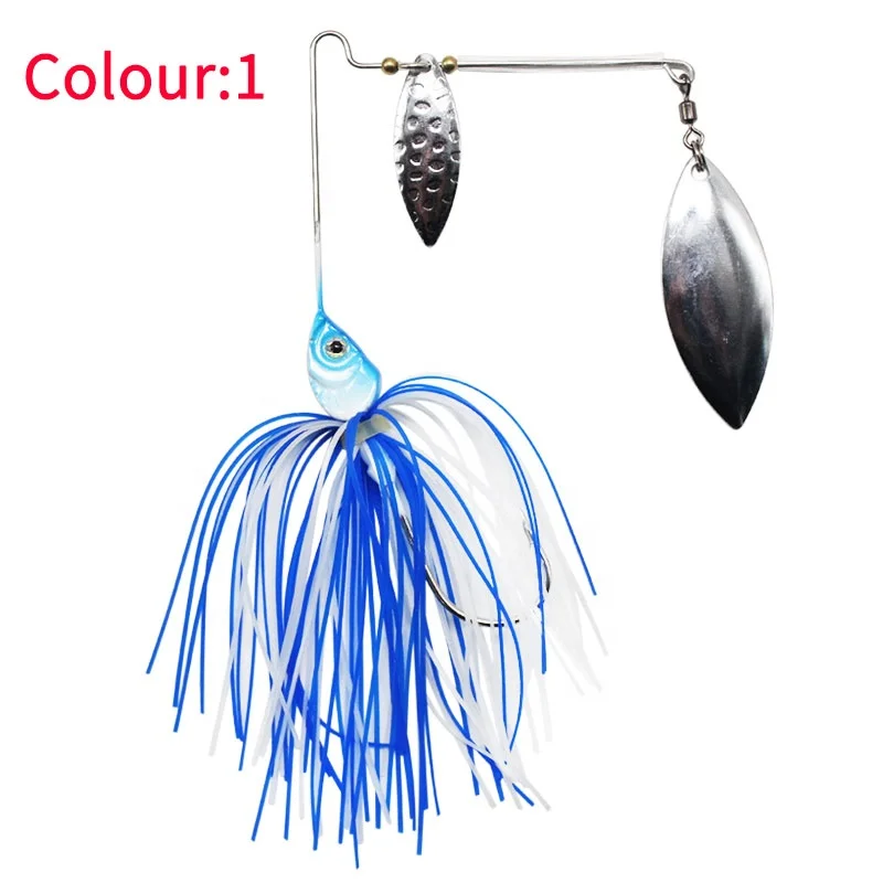 High quality Heavy Duty Hard Lure Fishing Pike Bass Double Spinner Willow Blade Spinnerbait