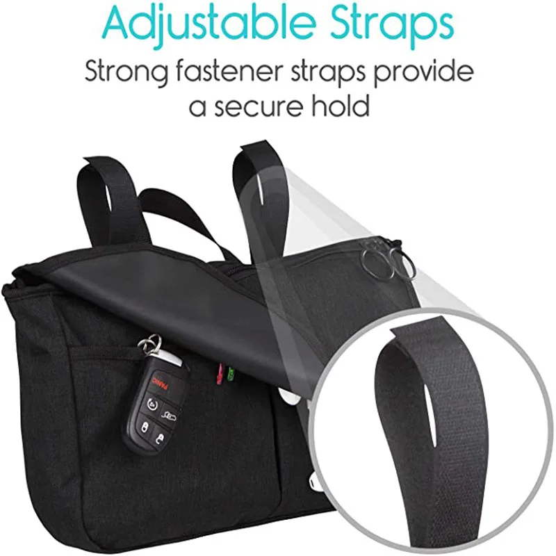 OEM Wheelchair Carry Bag Arm Rest Pouch Rollator Walkers Knee Scooters Side Storage Organizer Elderly Seniors Adults Travel Tote