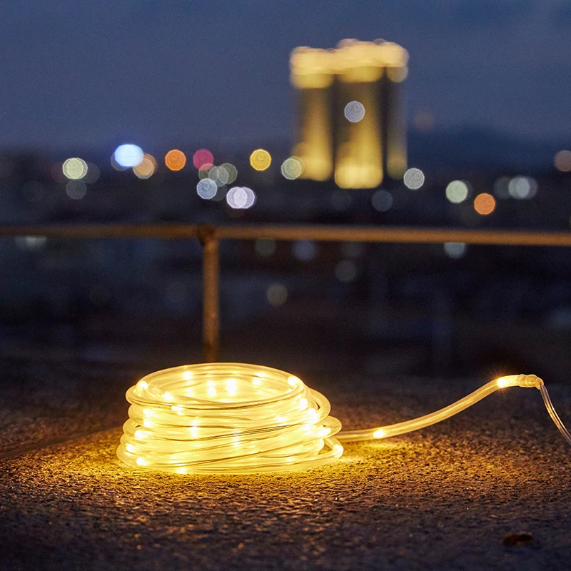 High Quality Battery/USB/Solar Operated Multi Color Copper Wire Tube String 8 Function Outdoor Use Led Rope Light