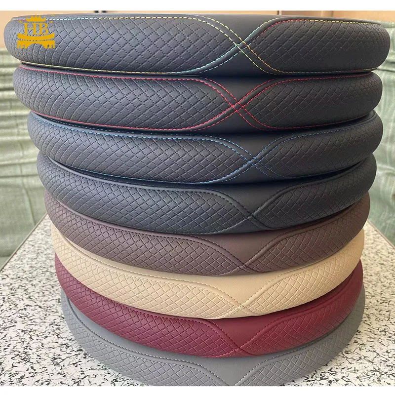 Factory cheap price car steering wheel cover fiber leather durable 15 inch steering wheel covers