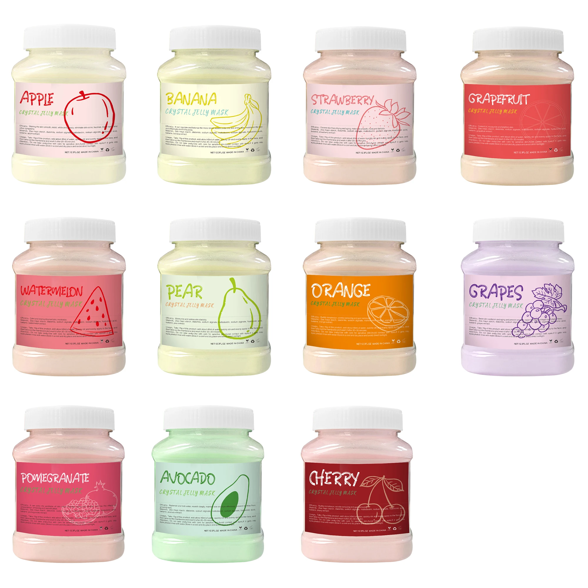 Natural Fruit Herbal DIY 350G Plastic Jar Jelly Powder Mask Beauty Salon Face Care Anti Wrinkle Moisturizer Hydro Jelly Mask