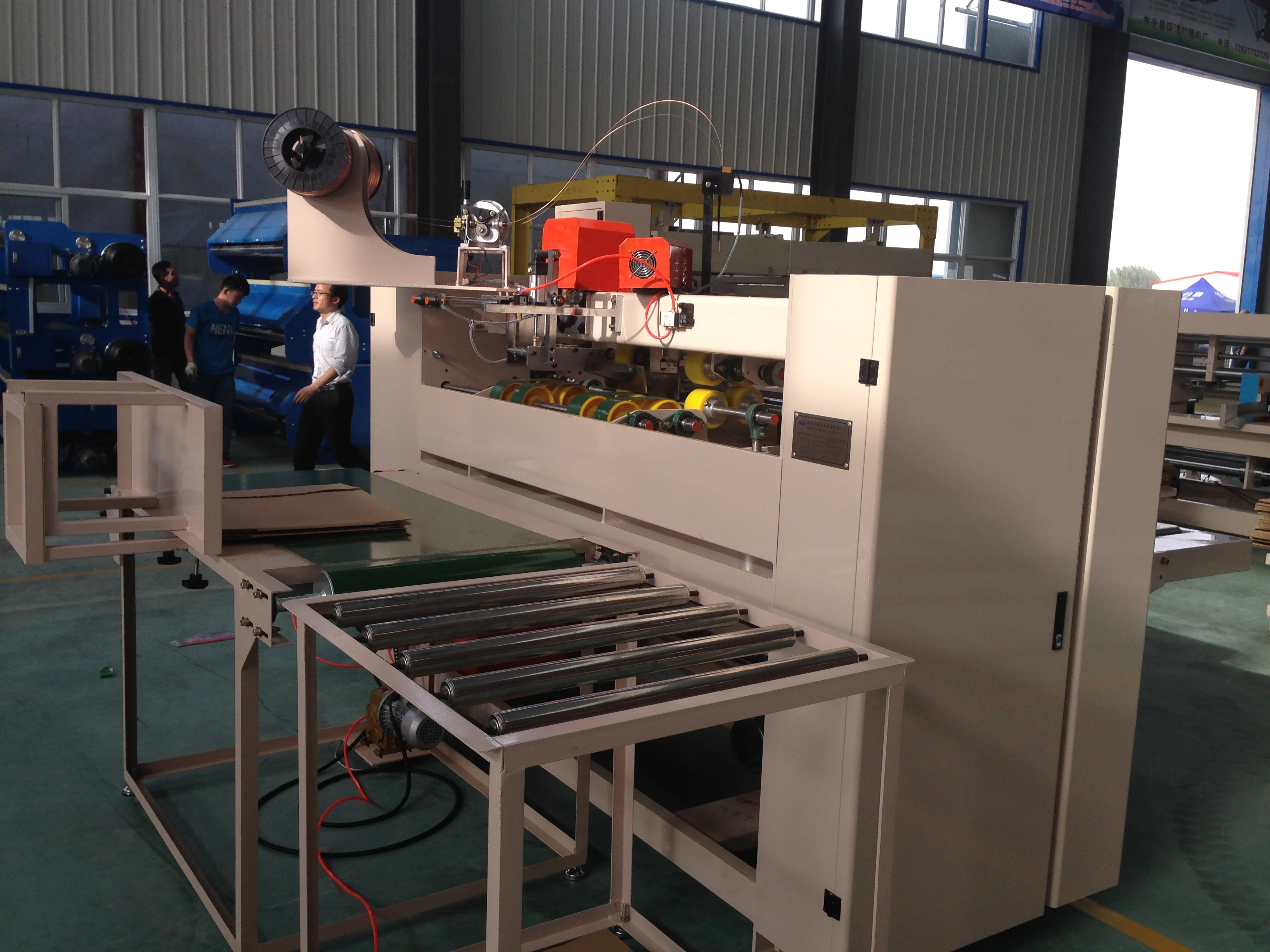 HRB PACK Semi Automatic Double Piece Stitching Corrugated Carton Box Making Machine