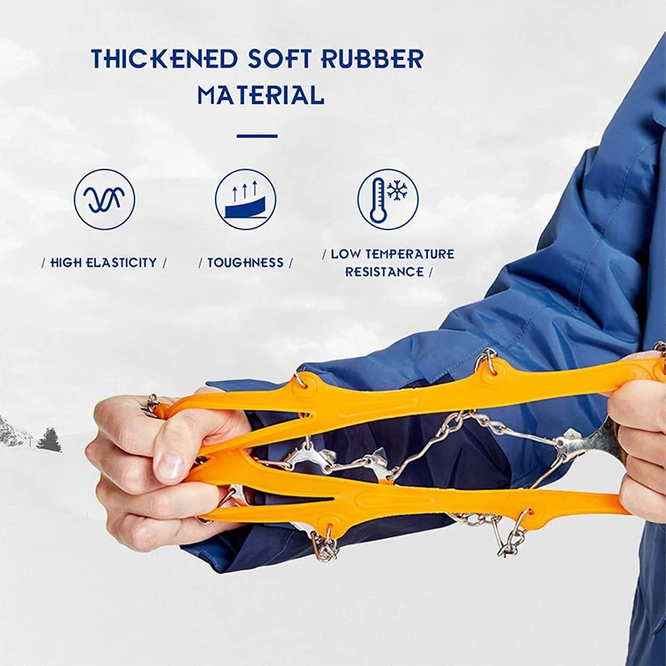 Non-Slip Snow Ice Spikes Grips 19 Spikes Shoe Climbing Crampons