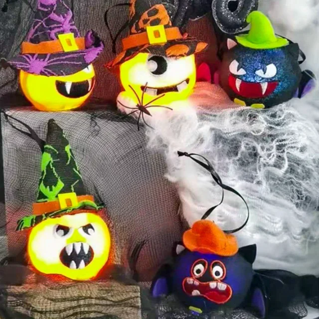Hot Sale LED Battery Lantern Glowing Halloween Pumpkin Outdoor Halloween Yard Decoration Christmas Costumes Spider Bag Packaging