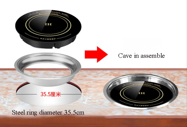 2000w 3000w 1 burner 2 burner undermount hidden induction cooktop invisible
