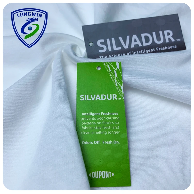 
Silvadur anti bacteria technology finish bleach white dyed 100% cotton knitted interlock jersey fabric 
