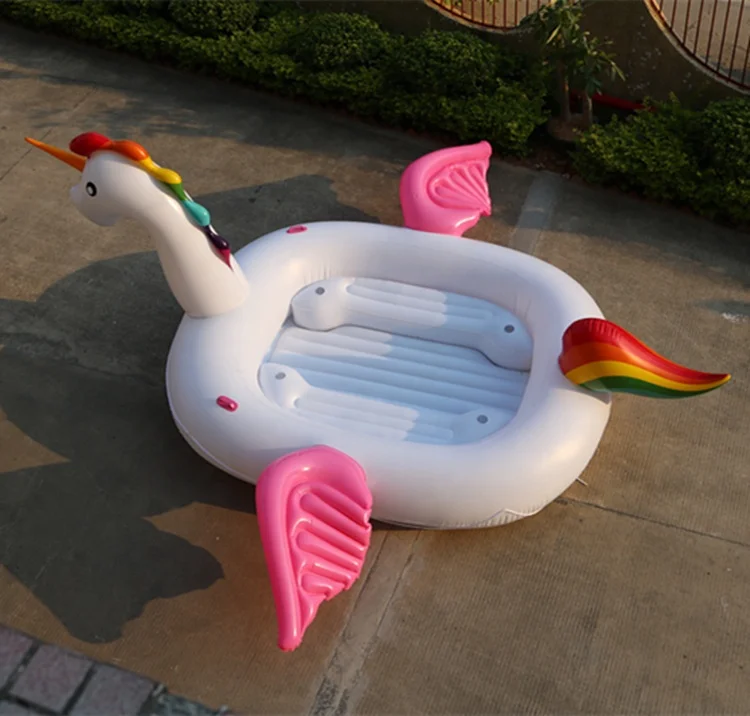 New Big Size Large 6 person Inflatable Unicorn Flamingo Party Water Float Island  for entertainment buyer