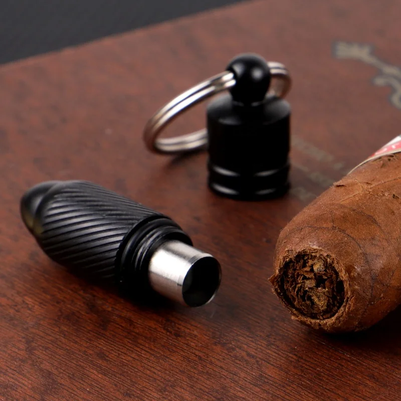 Aluminum  Blade Sharp Drill Cigar Hole Opener Cutter Cigar Punch Cutter With Key Chain