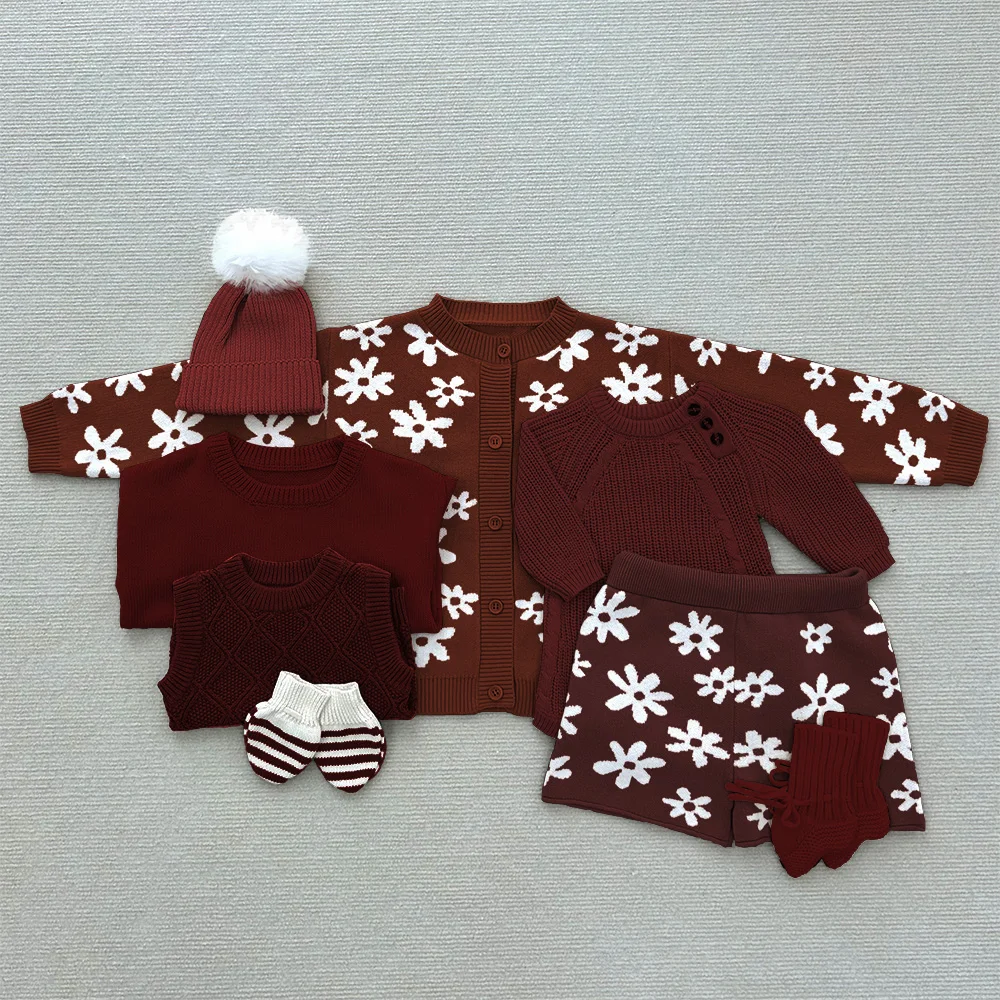 Mildream Outfits Toddler 100% Cotton Baby Children Clothes Set Pullover Autumn Winter Sweater Set Boys Girls Knitted Jumper Baby