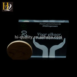 Wholesale high quality Wooden Logo Clear Solid Acrylic Cube Block Trophy Manufacturer Custom Trophy