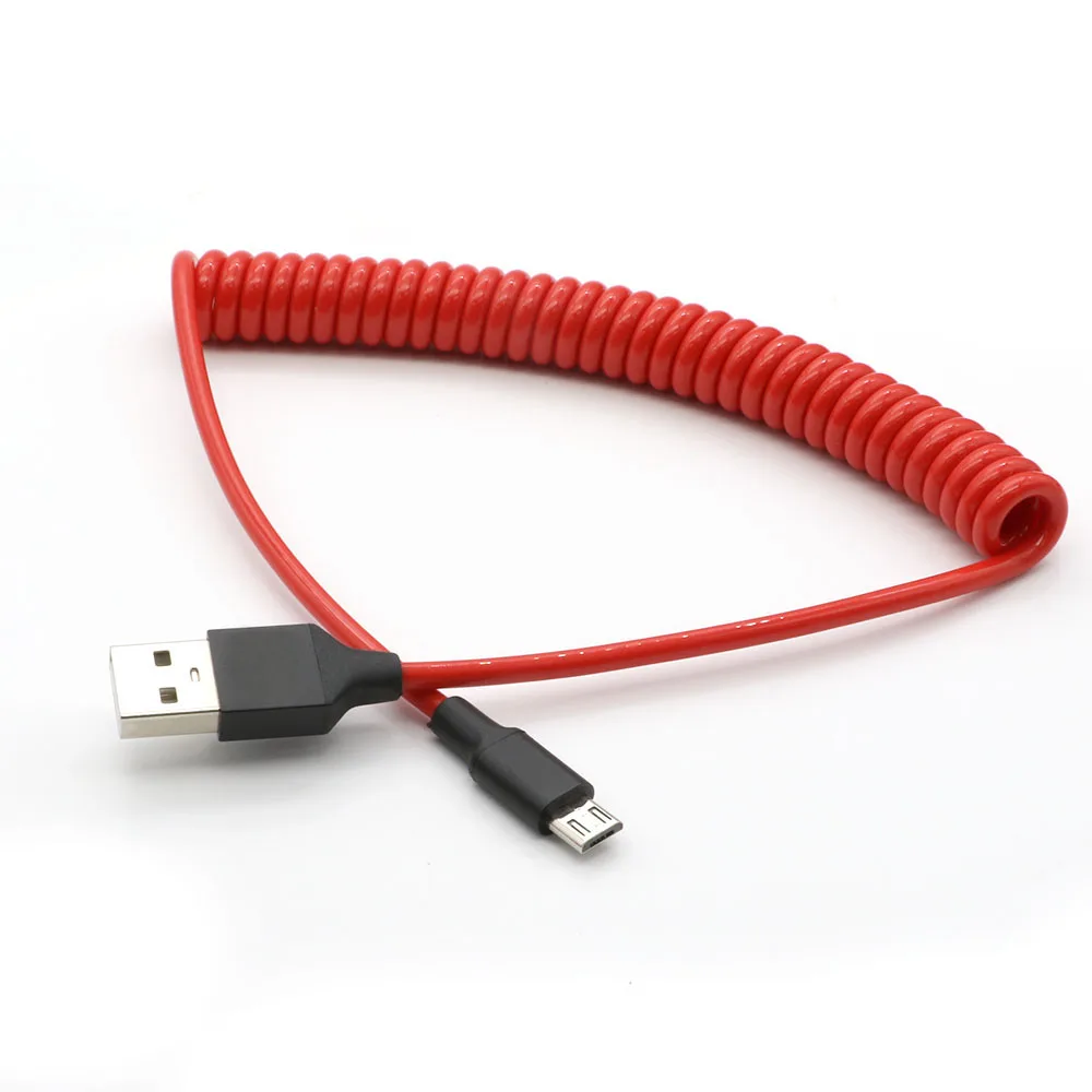 Coiled USB Cable  USB 2.0 A to Micro USB Charging Data Cord, Compatible with Android Smartphone, Wall and Car Charger