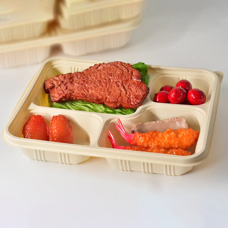 High Quality Wholesale Biodegradable Lunch Box 4 Compartments Take Out Container Food Box Meal Prep Container