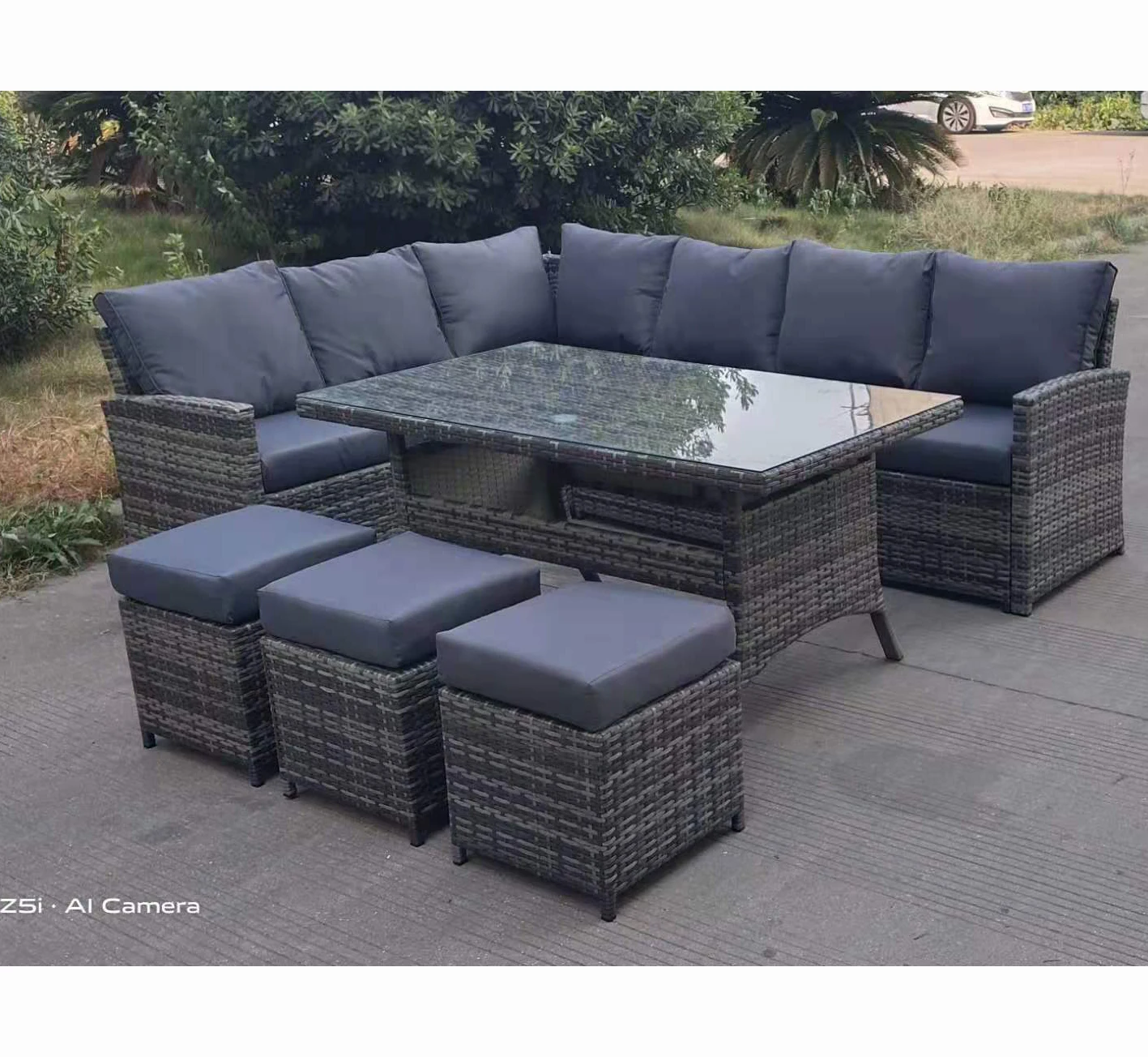 
Outdoor Rattan Patio Corner Rattan Dining Table And Chairs Set 