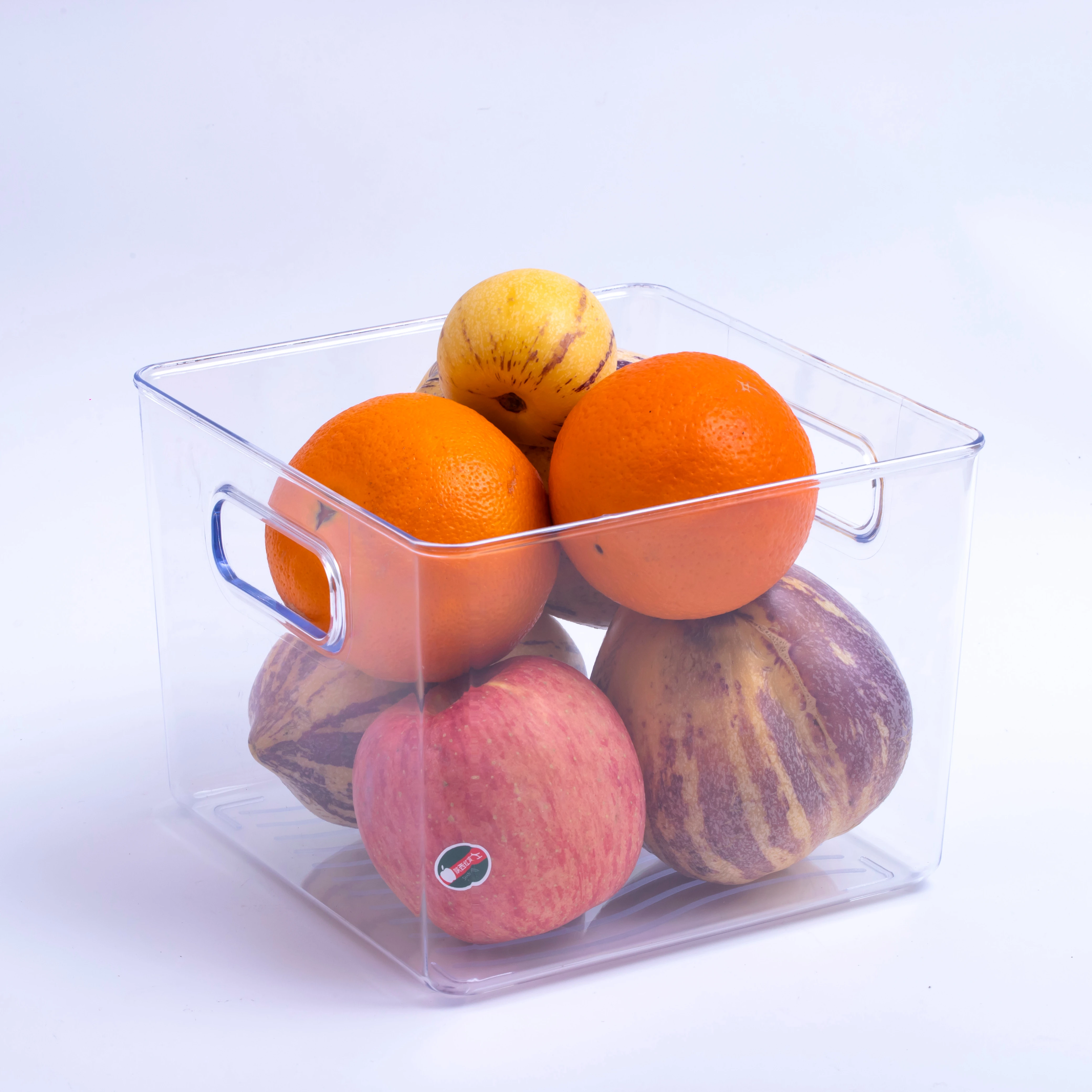 Cheap Price Kitchen Plastic Stackable Square Fridge Storage Box With Handle
