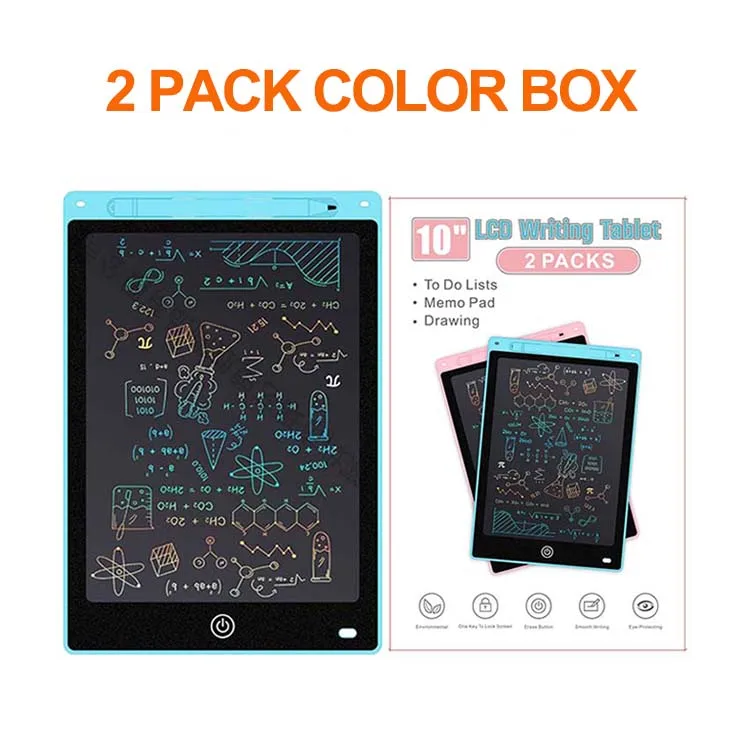 hot sale Doodle Scribbler Board Colorful Screen Drawing Pad 2 Pack LCD Writing Tablet 10 inch for kids Girls Boys Toddler