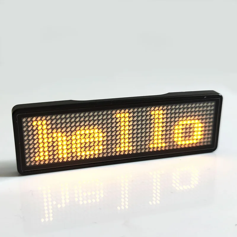 Flashing message battery powered nightclubs led name plate led scrolling text display sign hotel waiter badge