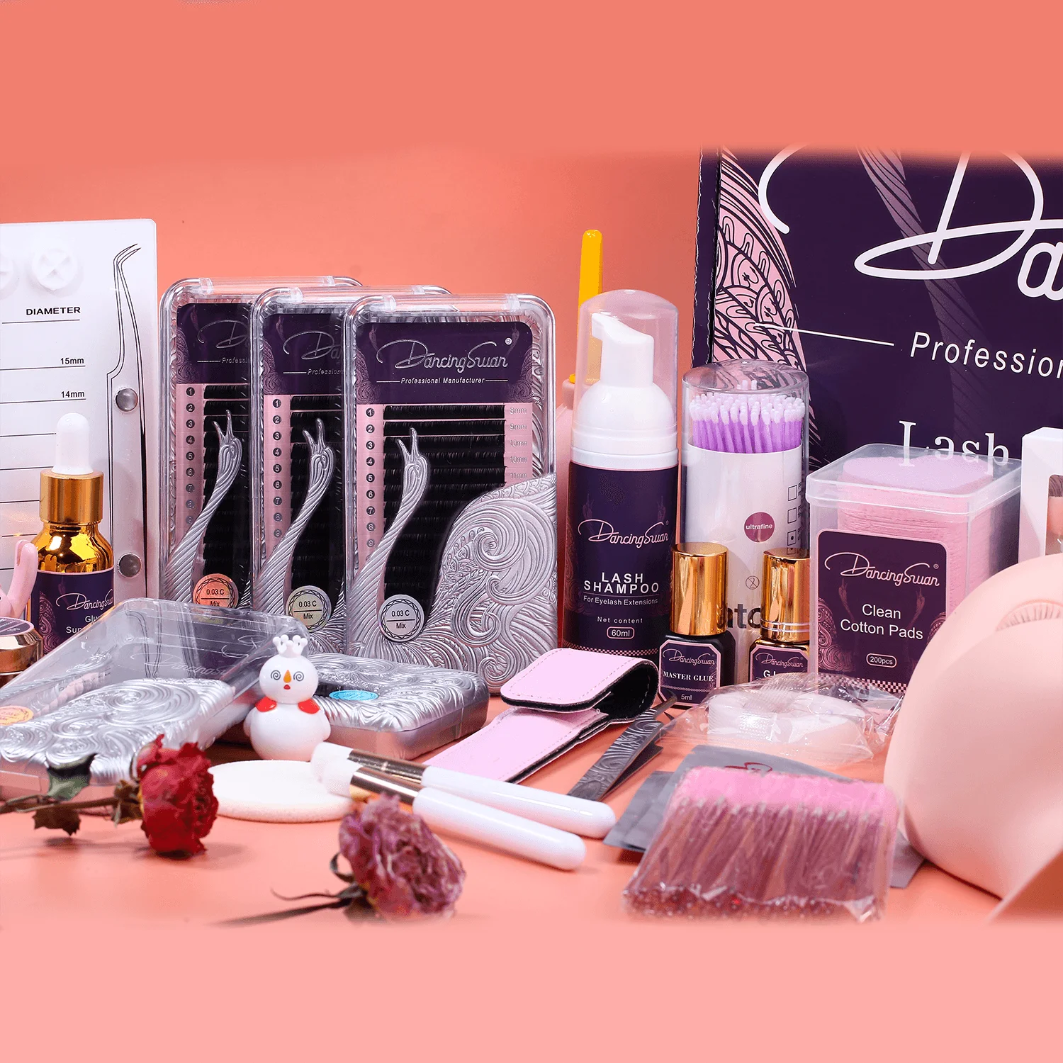 Private Label EyeLash Training Kit for Beginner Student Wholesale OEM Bag Case At Home Lash Extension Kits eyelash extension kit