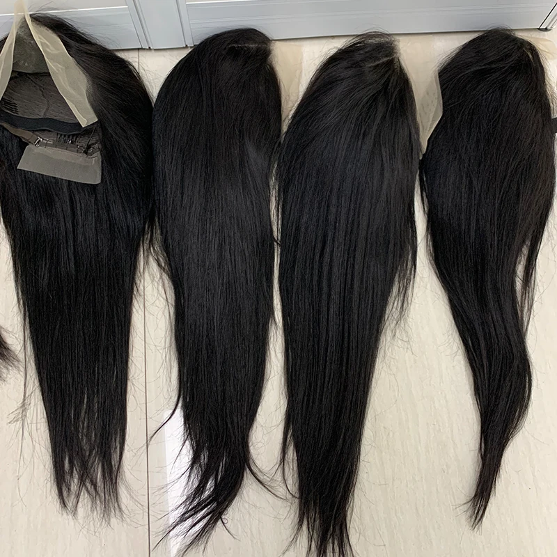 Letsfly Straight Ear to Ear Lace Frontal Cheap Remy Human Hair Lace Wigs Wholesales 22inches Full Wig 4pcs Free Shipping