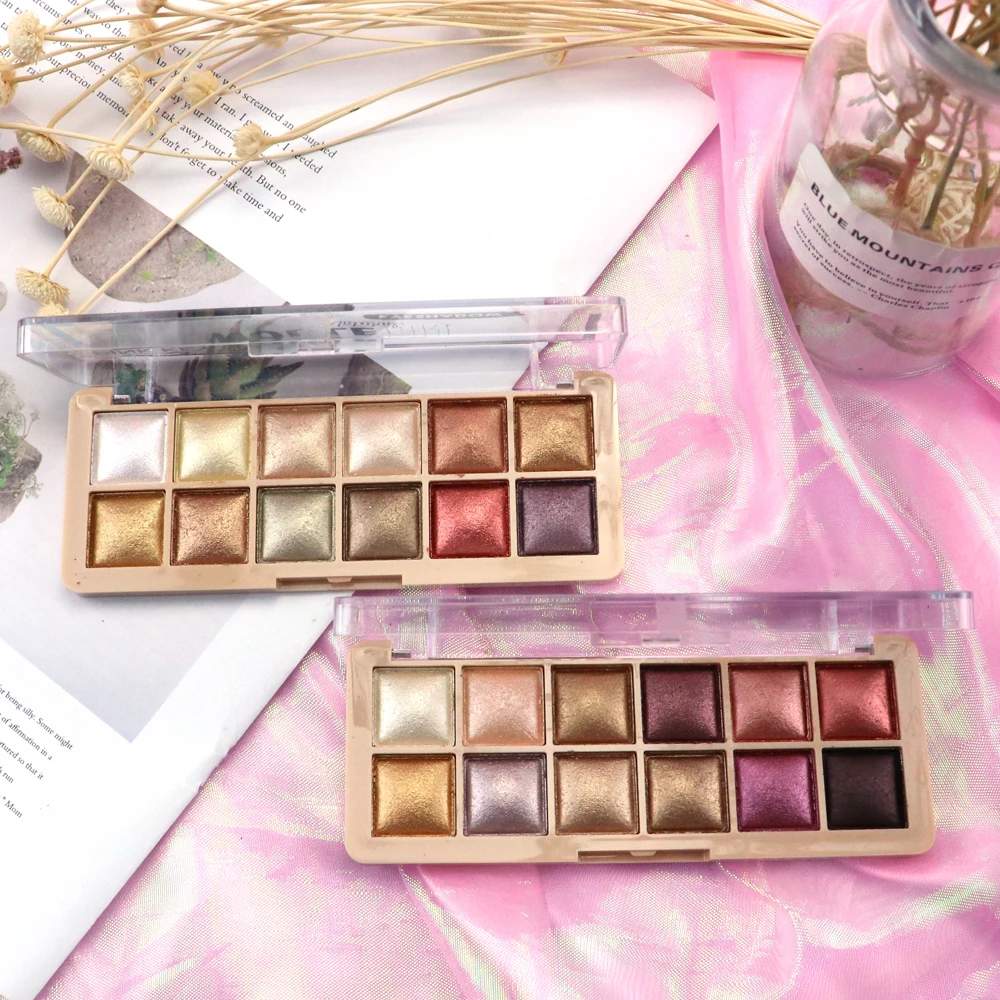 Create Custom Shimmer Eye Shadow Fully Vegan High Pigment Cosmetic 12 Colors Clear Transparent Pearl Eyeshadow