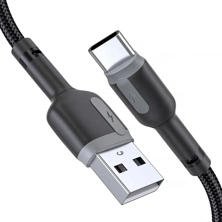 High quality USB-C braided charging cables 2.4A TPE single point bulged USB charging cable for cellphones like Huawei Samsung