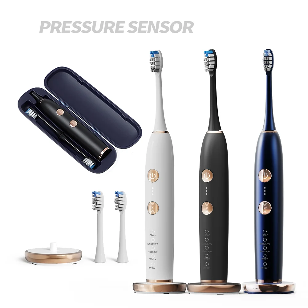PRESSURE SENSOR 48000 strokes travel for adults rechargeable 15 modes smart sonic electric toothbrush