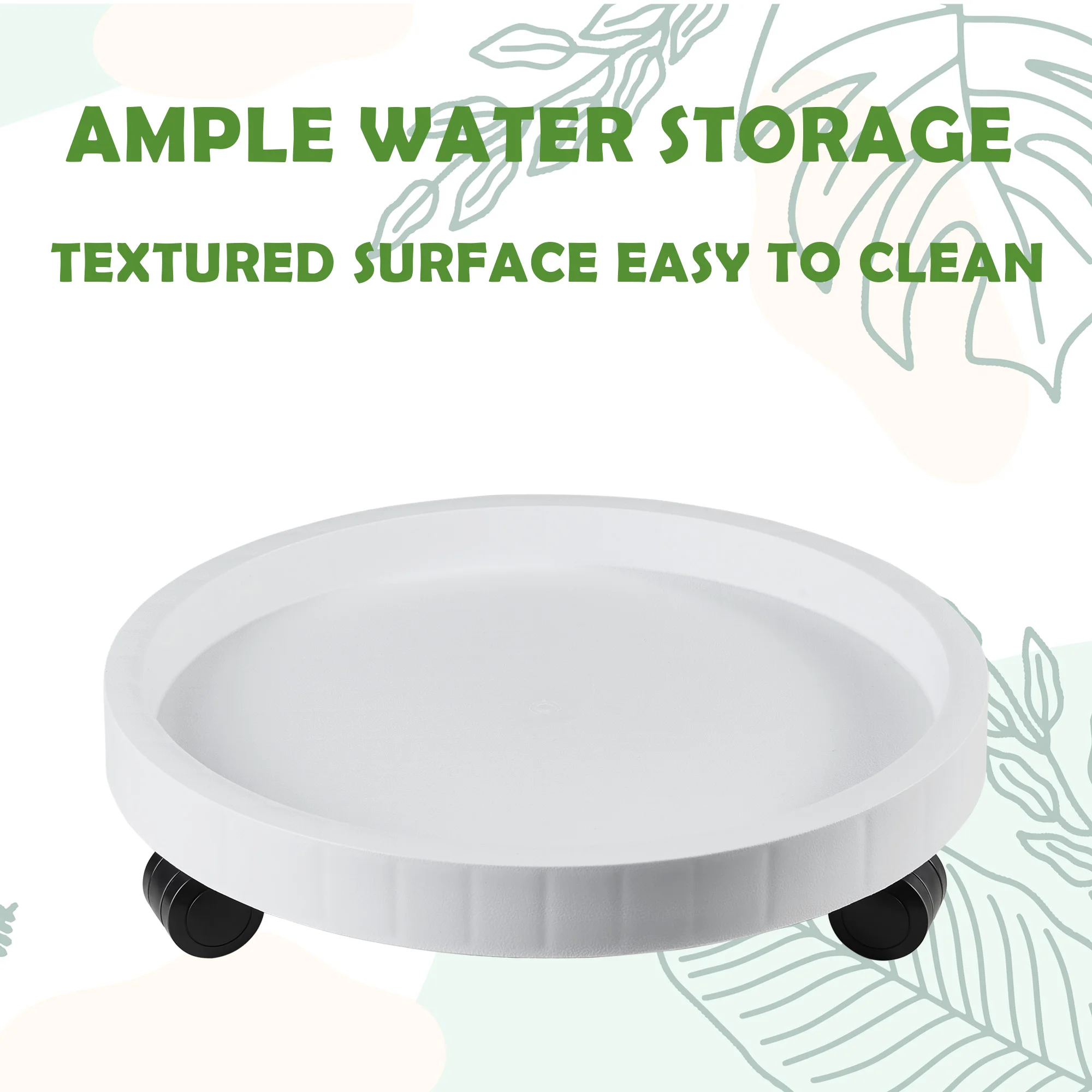 14.1 Inch Heavy Duty Plant Caddy with Wheels,Rolling Planter Stand Pot Trolley,Wheeled Saucer Tray Potted Flower Mover Dolly