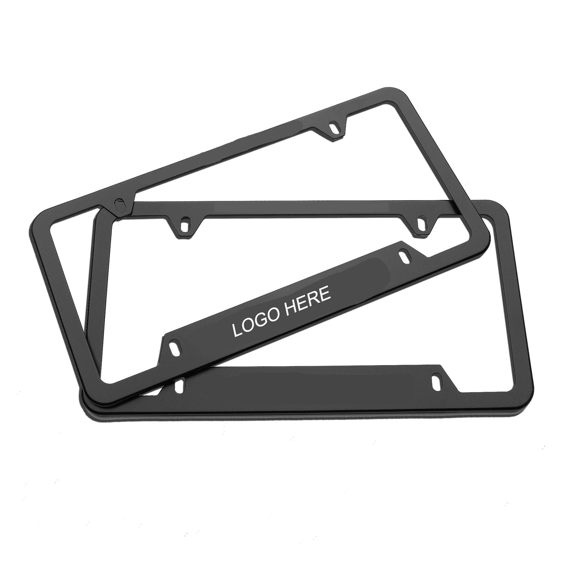 Amazon custom logo aluminum alloy black car vehicle USA license plate frame