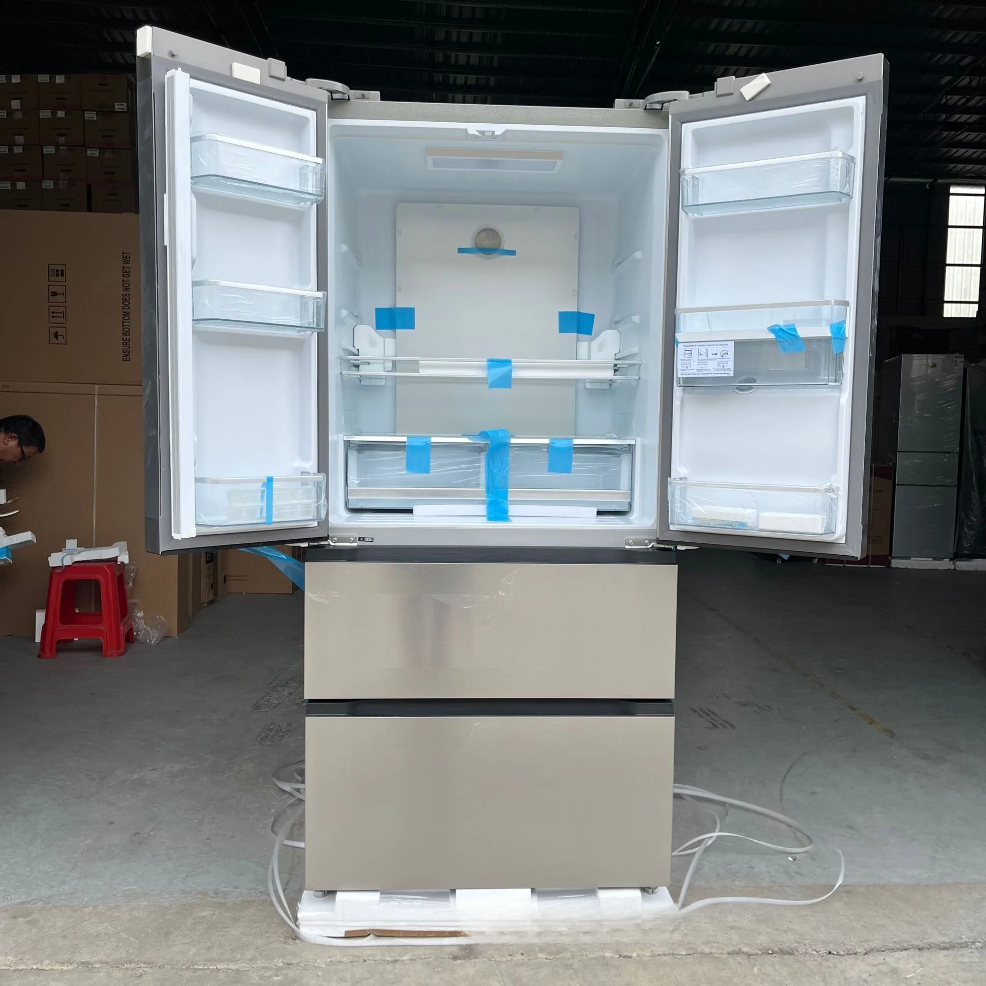 French style multi door household refrigerator with water dispenser MK628 air-cooled frost free variable frequency 554L liter